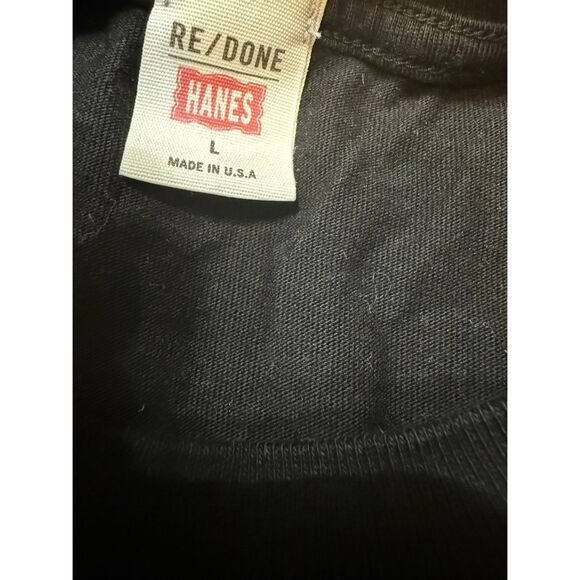 RE/DONE X Hanes Women's Crew Neck Cotton Micro Tee Black Size Large - Picture 7 of 7